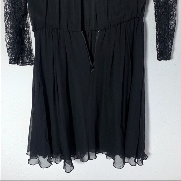 100%Silk Alice + Olivia Shirred Lace Sleeve Dress - Picture 11 of 16